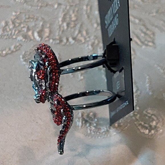 Simply Vera Wang Silver & Red Rhinestone Snake Necklace, Earrings & Ring - Picture 4 of 14